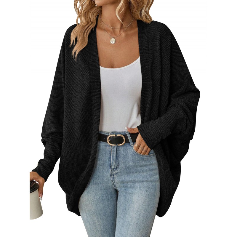Autumn And Winter Women Fashion Loose Bat Sleeve Cardigan Knitted Jacket